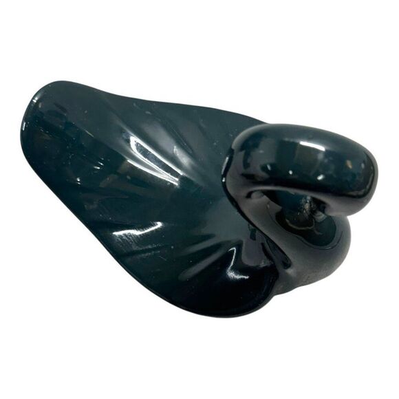 Vintage Ceramic Swan Figurine Dark Green Glaze 6" Towel Soap Washcloth Holder - Picture 3 of 5